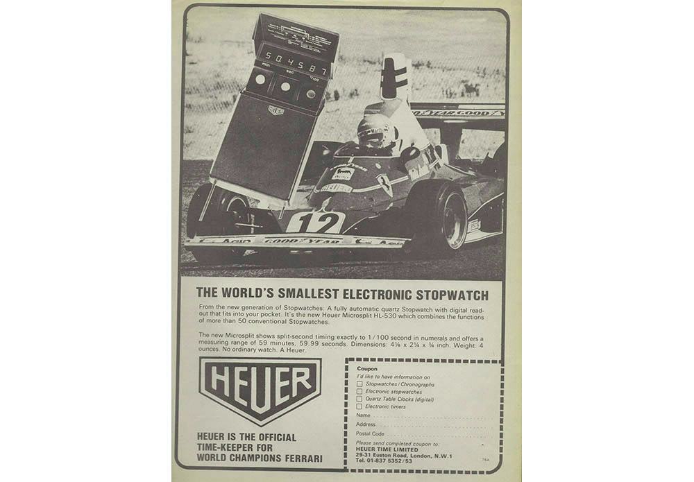 vintage heuer advertisement for the HL-530 stopwatch