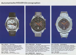 Catalogue vintage HEUER 1974 en allemand --- scan page 10 --- ikonicstopwatch.com