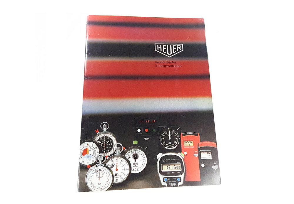 Vintage english 1981 HEUER stopwatch catalog --- frontpage (cover) --- ikonicstopwatch.com