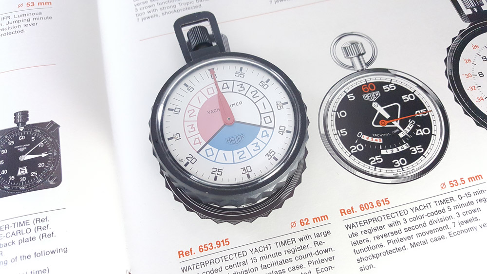 Vintage english 1981 HEUER stopwatch catalog --- inside page with ref. 653.915 --- ikonicstopwatch.com
