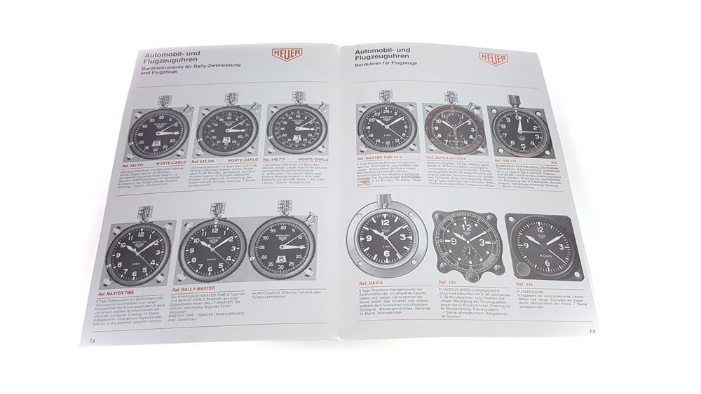 Catalogue vintage HEUER 1969 en allemand --- pages intérieures --- ikonicstopwatch.com