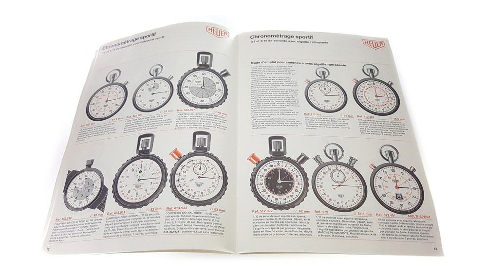 Vintage french 1978 HEUER catalog --- inside page --- ikonicstopwatch.com