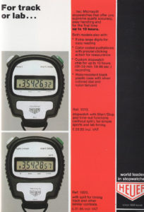 Dépliant vintage de 1981 HEUER pour microsplit séries 1000 --- scan page 3 --- ikonicstopwatch.com