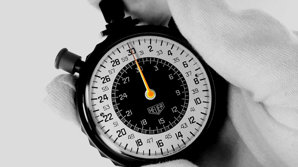 test chronomètre HEUER mécanique --- test alignement aiguilles reset --- ikonicstopwatch.com
